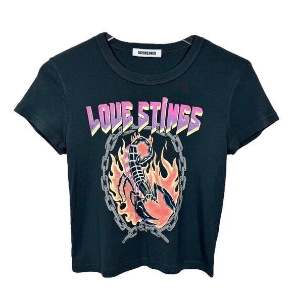 Daydreamer Love Stings Shrunken Tee XS Black Scorpion Graphic Retro Boho New - Picture 2 of 6